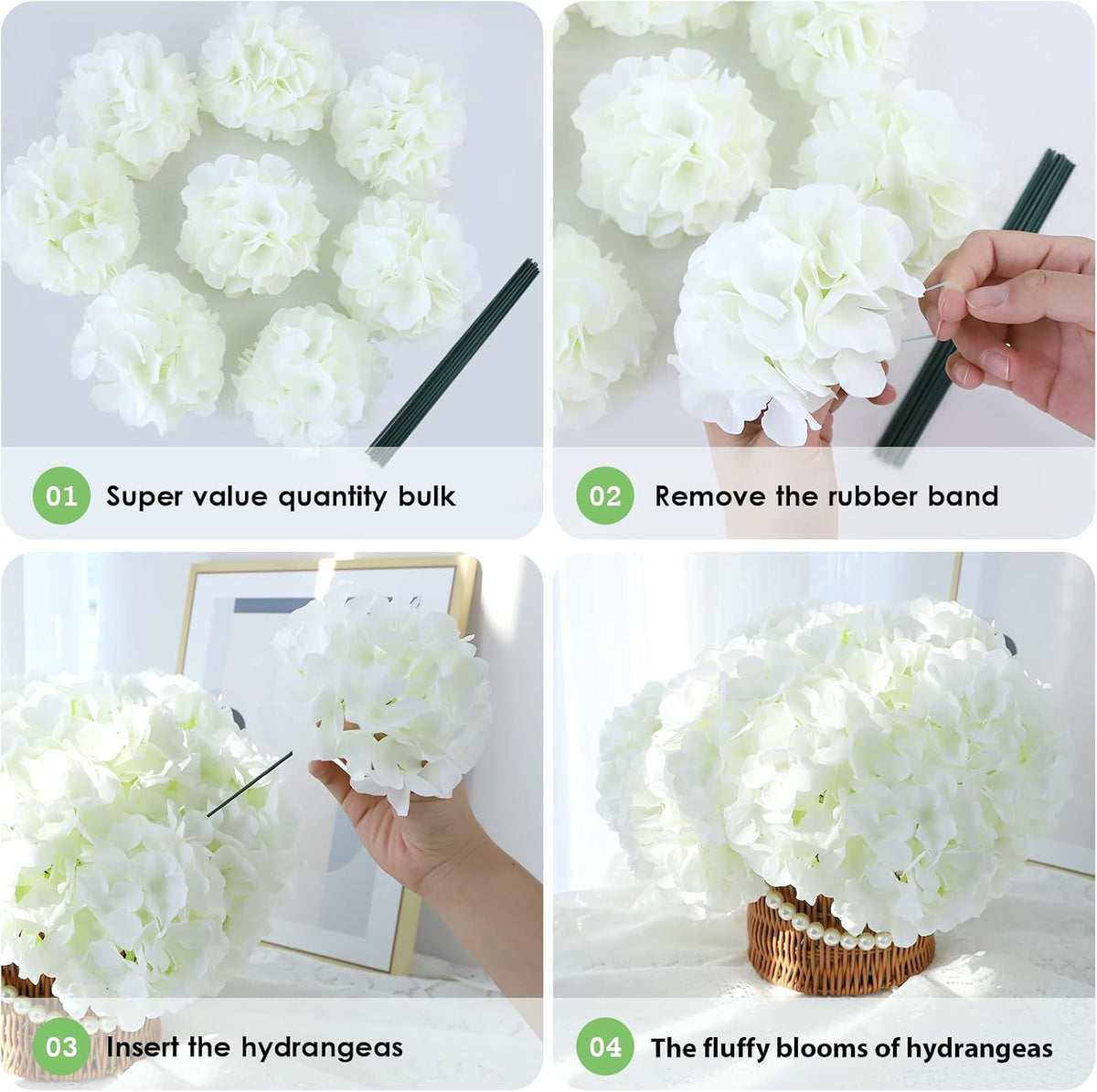 Blue Hydrangea Artificial Flowers Bulk Fake Hydrangea Silk Flowers with Stems for Wedding Party Home Table Centerpieces Florals Bouquets Arch Festival Decoration