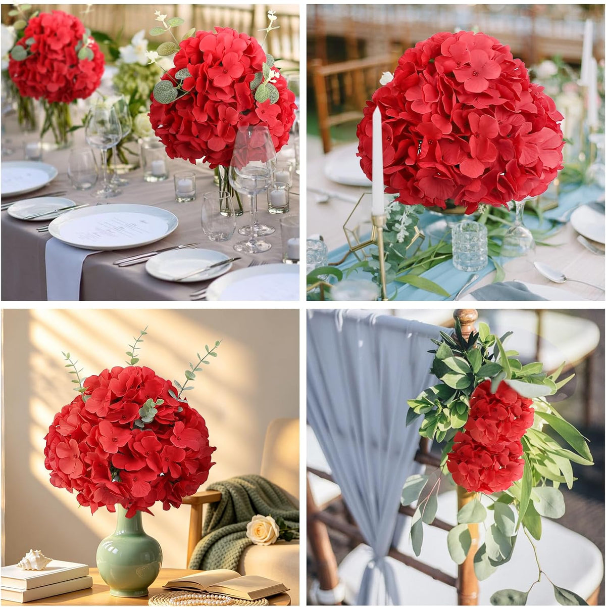 Blue Hydrangea Artificial Flowers Bulk Fake Hydrangea Silk Flowers with Stems for Wedding Party Home Table Centerpieces Florals Bouquets Arch Festival Decoration