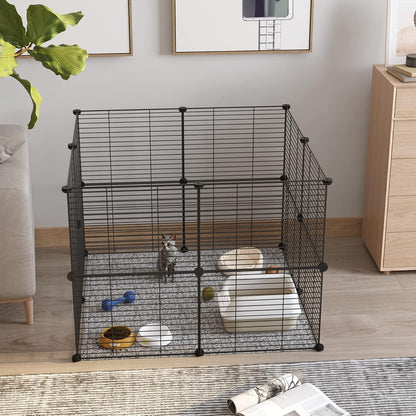 Pet Playpen, Small Animals Supplies, 12 Panels, 12" × 15", White | Exercise Playpens Cage, C Grids Portable Yard Fence Indoor, Guinea Pigs, Puppy Pet Products, DIY Metal