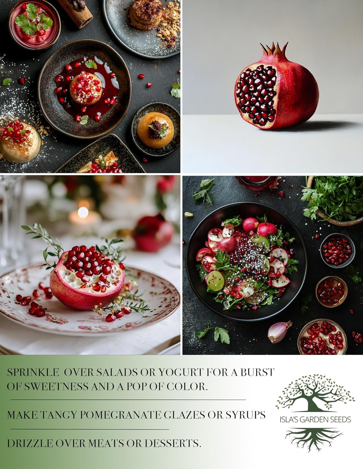 Pomegranate Tree Seeds (Punica granatum) – 30+ Non-GMO Fruit Tree Seeds for Planting, Beautiful Ornamental Tree with Sweet Edible Fruit, by Isla’s Garden Seeds, Gift Idea
