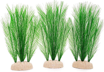 Aquarium Decorations 3Pcs Fish Tank Artificial Green Water Plants Made of Silk Fabrics Plastic