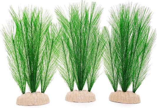 Aquarium Decorations 3Pcs Fish Tank Artificial Green Water Plants Made of Silk Fabrics Plastic