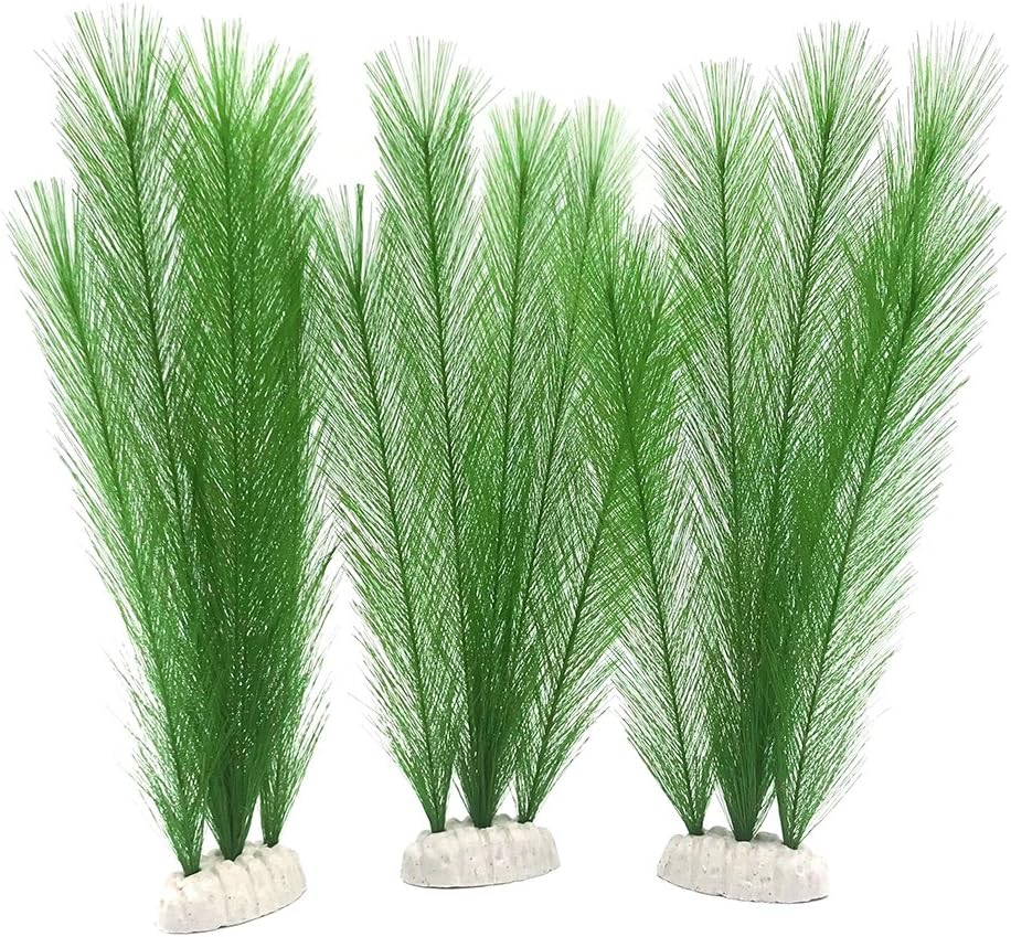 Aquarium Decorations 3Pcs Fish Tank Artificial Green Water Plants Made of Silk Fabrics Plastic