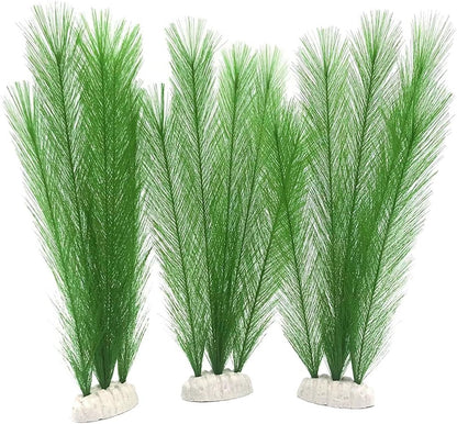 Aquarium Decorations 3Pcs Fish Tank Artificial Green Water Plants Made of Silk Fabrics Plastic