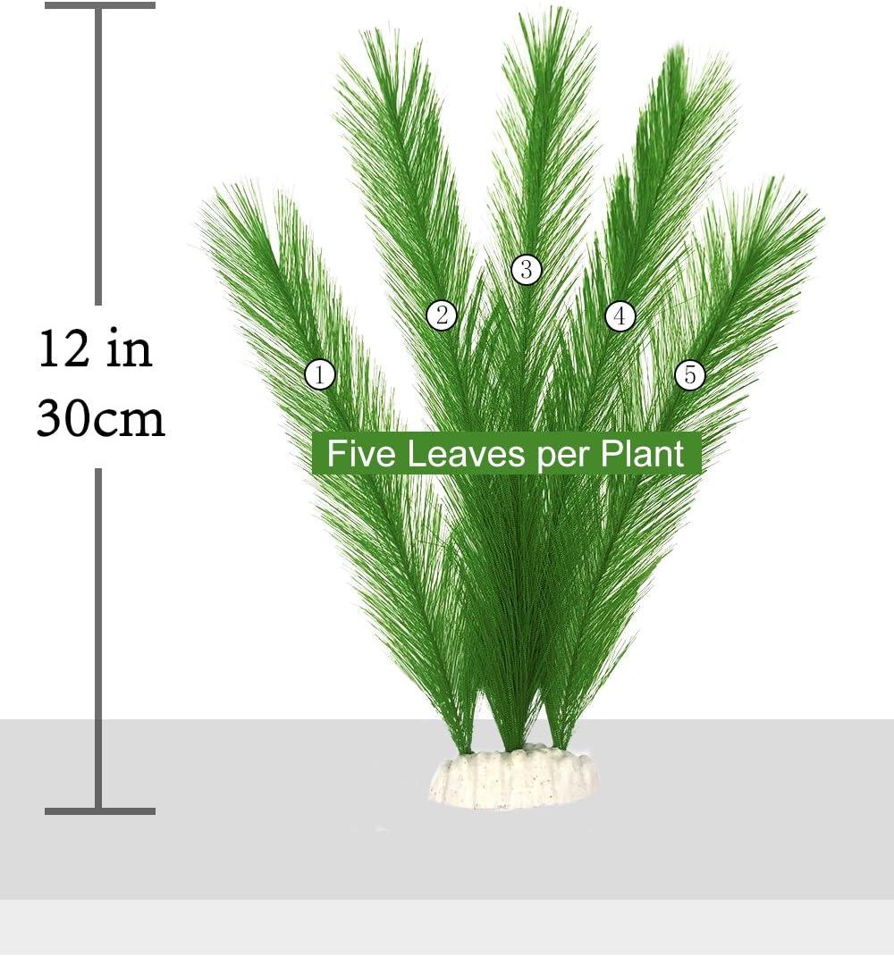 Aquarium Decorations 3Pcs Fish Tank Artificial Green Water Plants Made of Silk Fabrics Plastic