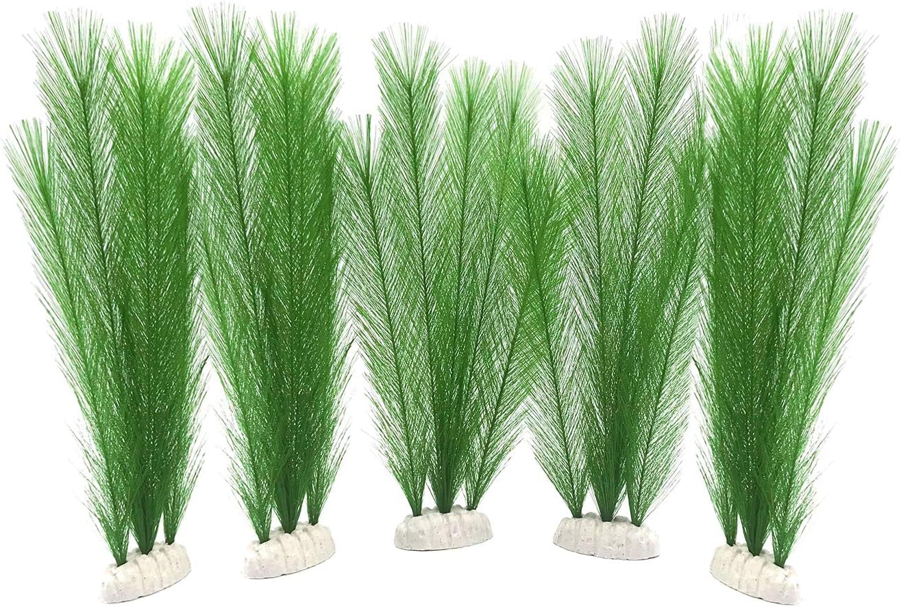 Aquarium Decorations 3Pcs Fish Tank Artificial Green Water Plants Made of Silk Fabrics Plastic