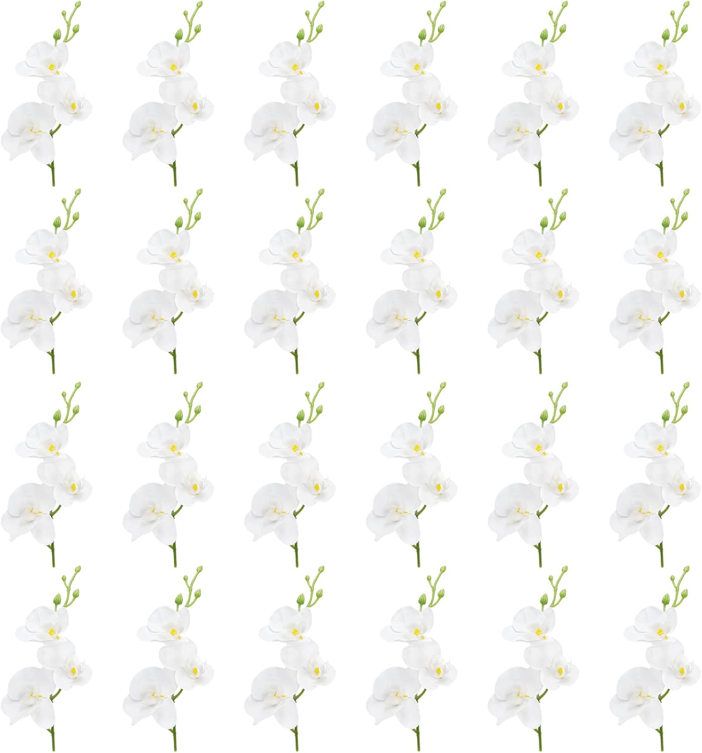24 PCS White Orchids Artificial Flowers, Mini Cream Floating Flowers Filler Vase Fillers for Floating Candles Wedding Centerpiece Table Party Home Restaurant Decoration