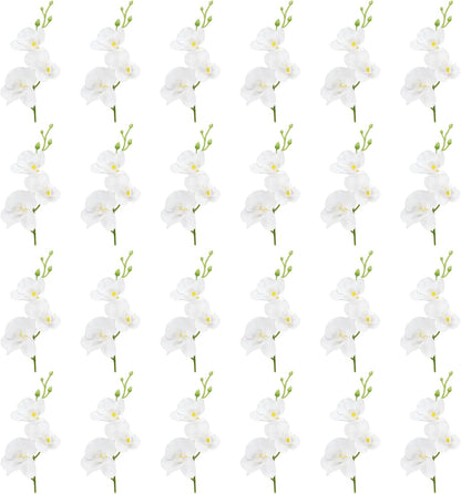 24 PCS White Orchids Artificial Flowers, Mini Cream Floating Flowers Filler Vase Fillers for Floating Candles Wedding Centerpiece Table Party Home Restaurant Decoration