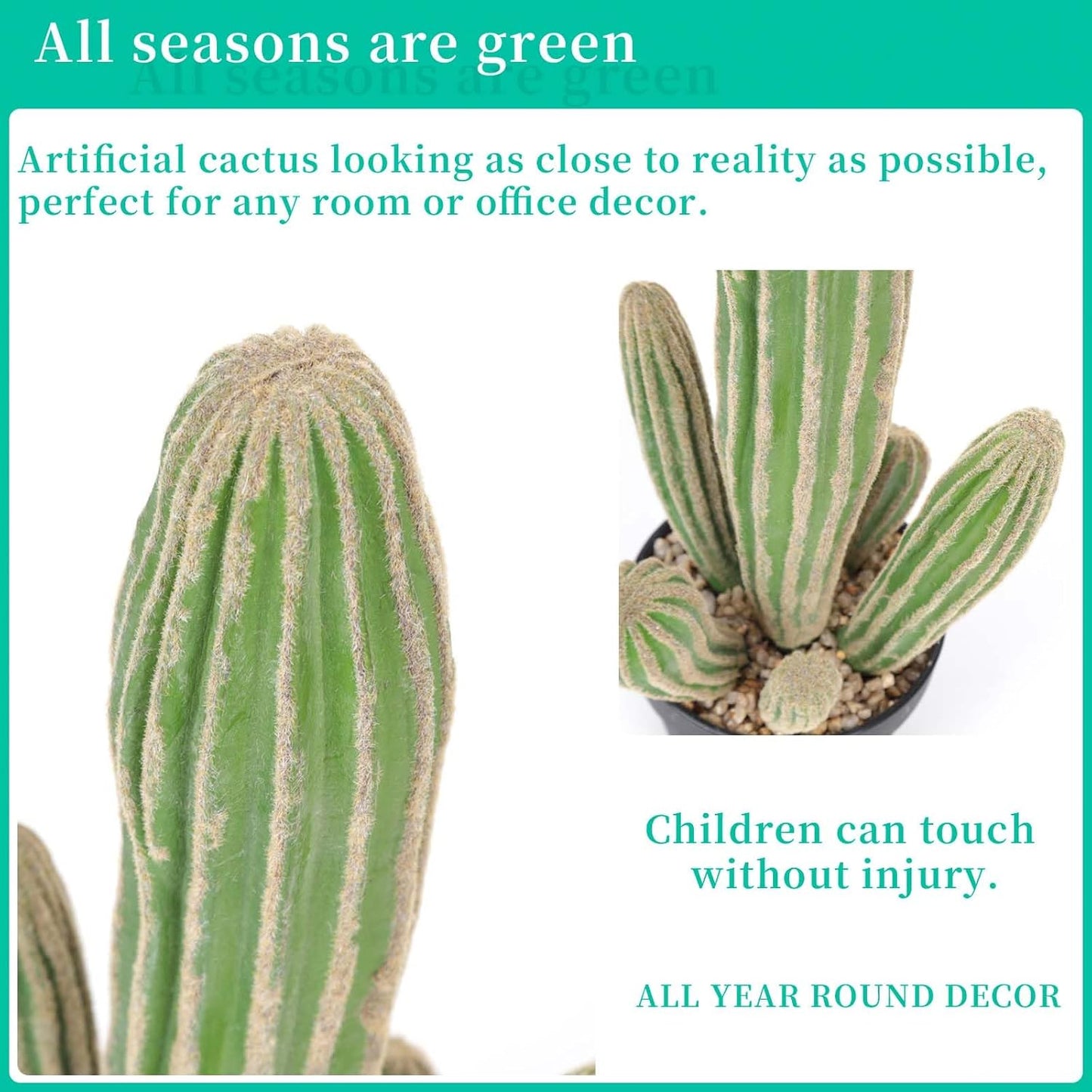 Artificial Cactus 16 INCH Tall Fake Cactus Plants Faux Cacti Saguaro with Planter for Indoor Outdoor Home Office Shop Garden Decoration