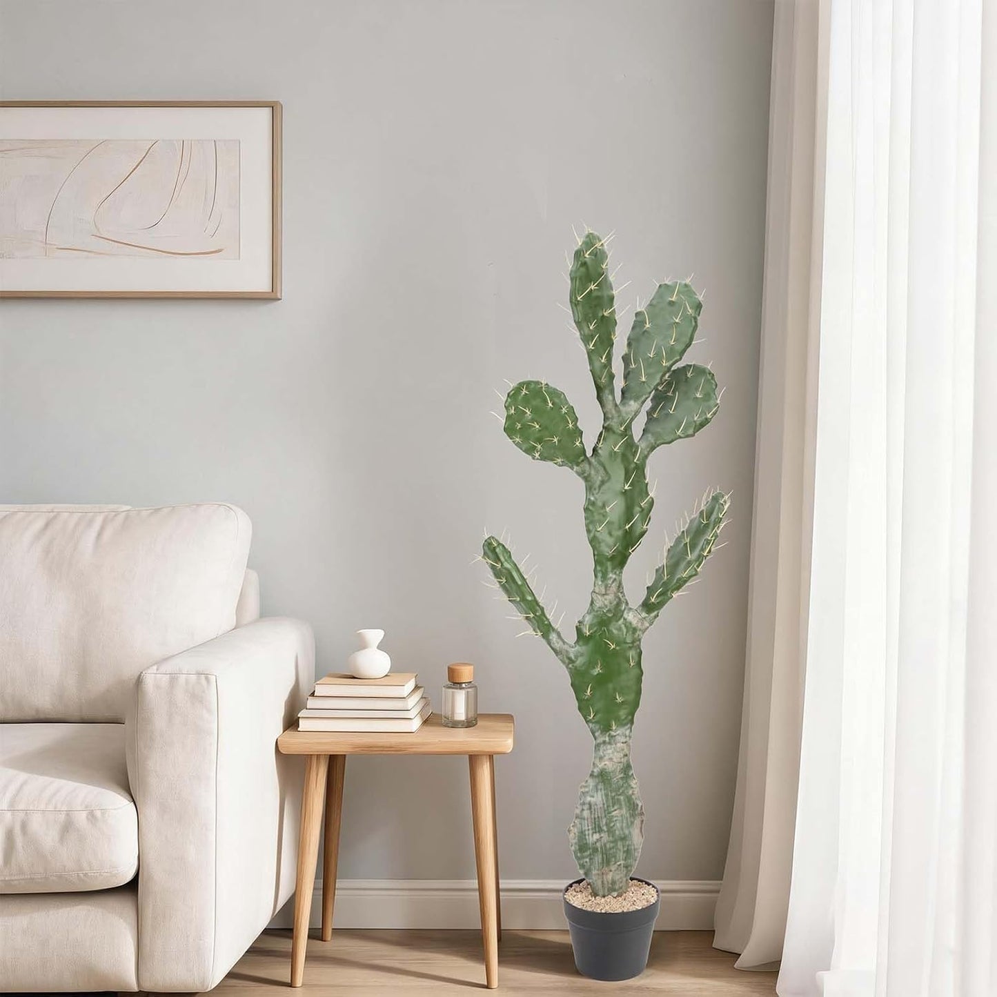 Artificial Cactus 16 INCH Tall Fake Cactus Plants Faux Cacti Saguaro with Planter for Indoor Outdoor Home Office Shop Garden Decoration