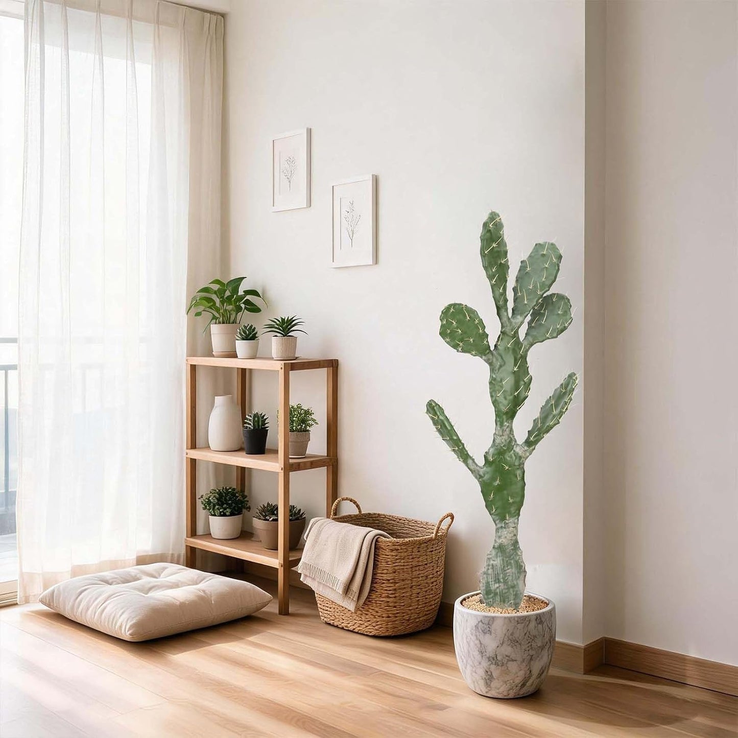 Artificial Cactus 16 INCH Tall Fake Cactus Plants Faux Cacti Saguaro with Planter for Indoor Outdoor Home Office Shop Garden Decoration