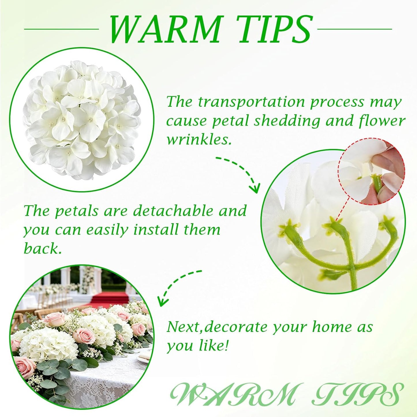 80PCS White Hydrangea Artificial Flowers,Silk Faux Hydrangeas for Wedding,Bulk Fake Flowers Heads with Stems,Easy to assemble,Artificial Flowers for Centerpieces,Home,Party,Baby Shower(No Vase)