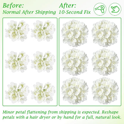 80PCS White Hydrangea Artificial Flowers,Silk Faux Hydrangeas for Wedding,Bulk Fake Flowers Heads with Stems,Easy to assemble,Artificial Flowers for Centerpieces,Home,Party,Baby Shower(No Vase)