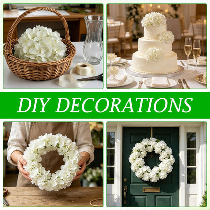 80PCS White Hydrangea Artificial Flowers,Silk Faux Hydrangeas for Wedding,Bulk Fake Flowers Heads with Stems,Easy to assemble,Artificial Flowers for Centerpieces,Home,Party,Baby Shower(No Vase)