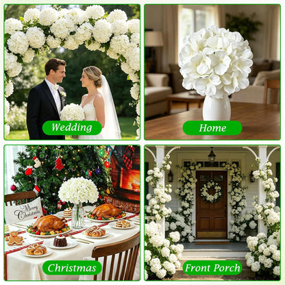 80PCS White Hydrangea Artificial Flowers,Silk Faux Hydrangeas for Wedding,Bulk Fake Flowers Heads with Stems,Easy to assemble,Artificial Flowers for Centerpieces,Home,Party,Baby Shower(No Vase)