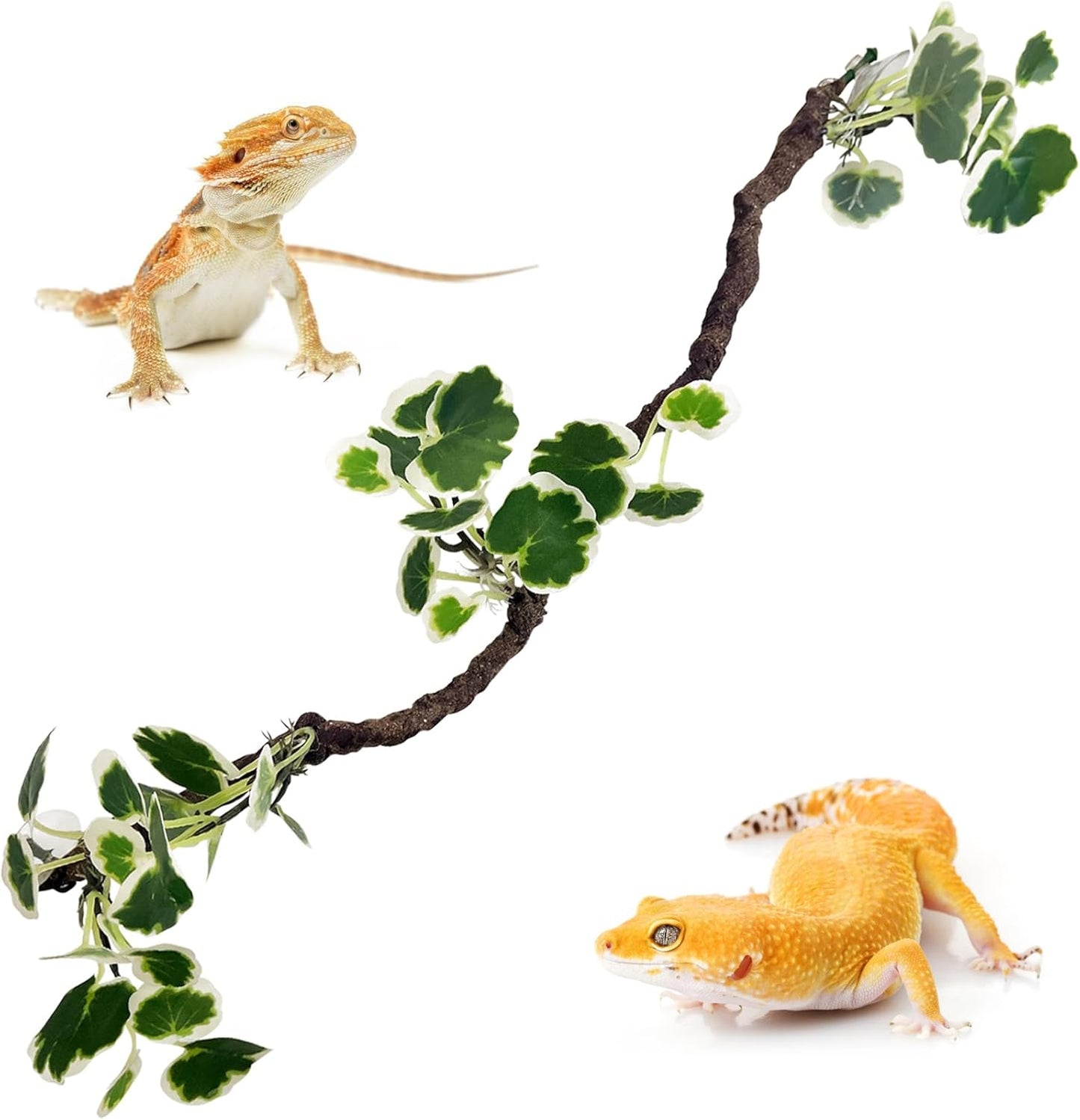 Flexible Bend-A-Branch Climbing Reptile Jungle Vines Snake Climbing Branch for Terrarium Plants Crested Gecko Tank Accessories for Leopard Gecko Lizard Chameleon Frog (Green)