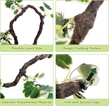 Flexible Bend-A-Branch Climbing Reptile Jungle Vines Snake Climbing Branch for Terrarium Plants Crested Gecko Tank Accessories for Leopard Gecko Lizard Chameleon Frog (Green)