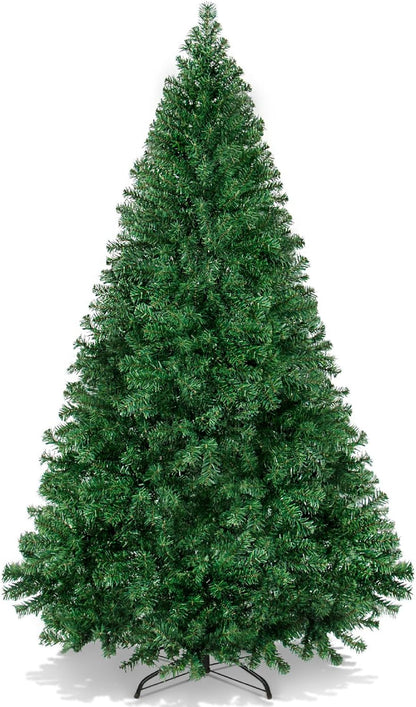 Artificial Christmas Tree, 6ft Premium Unlit Hinged Design, Dense Branches Realistic Holiday Décor w/Easy Assembly, Base