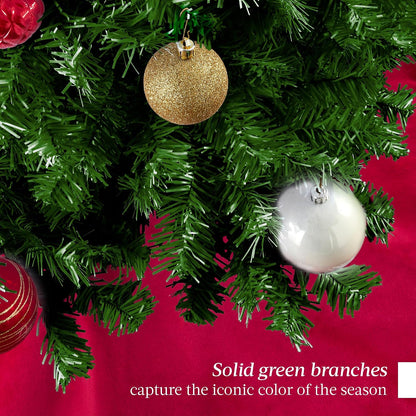 Artificial Christmas Tree, 6ft Premium Unlit Hinged Design, Dense Branches Realistic Holiday Décor w/Easy Assembly, Base