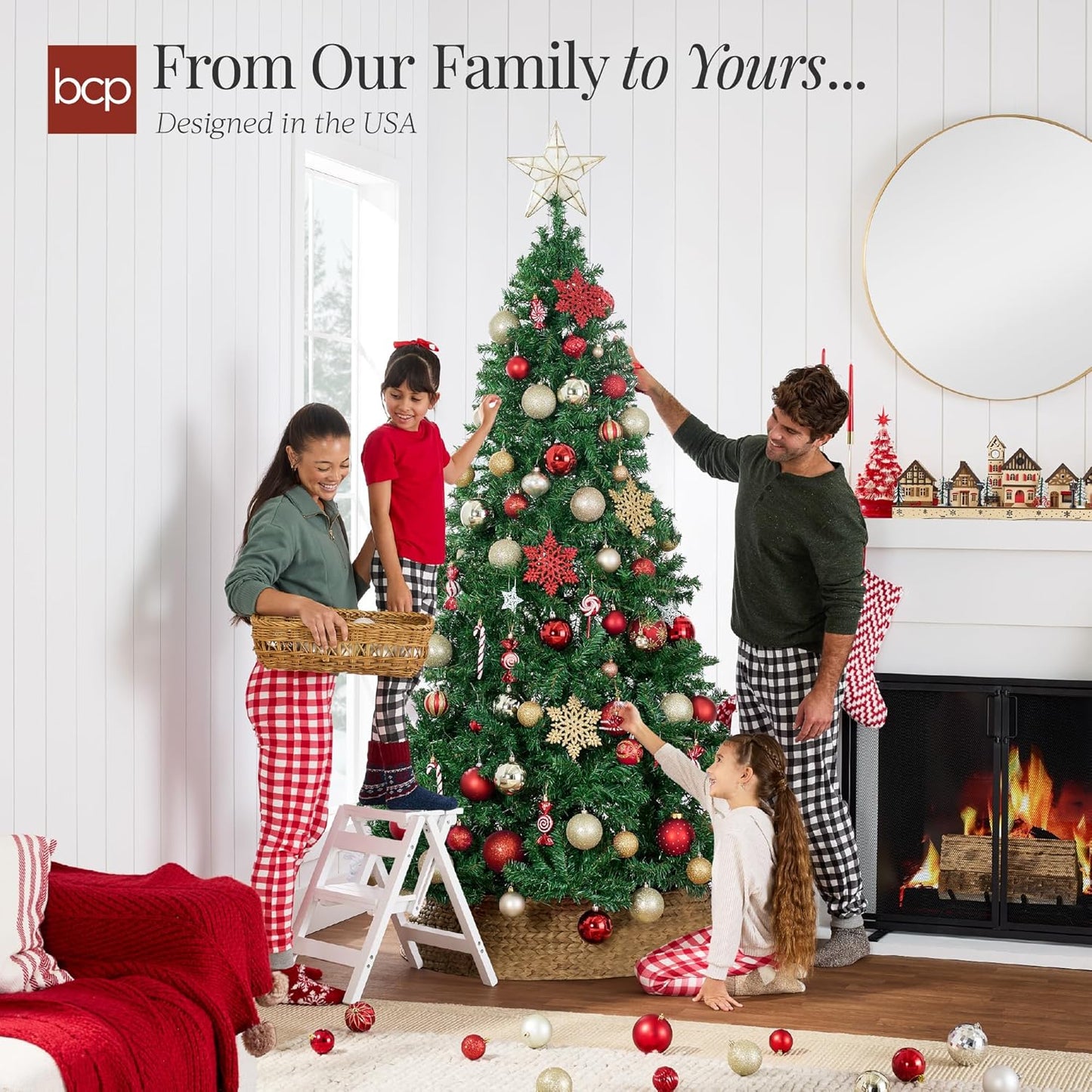 Artificial Christmas Tree, 6ft Premium Unlit Hinged Design, Dense Branches Realistic Holiday Décor w/Easy Assembly, Base
