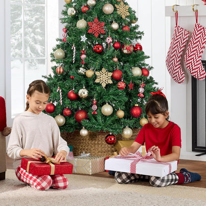 Artificial Christmas Tree, 6ft Premium Unlit Hinged Design, Dense Branches Realistic Holiday Décor w/Easy Assembly, Base