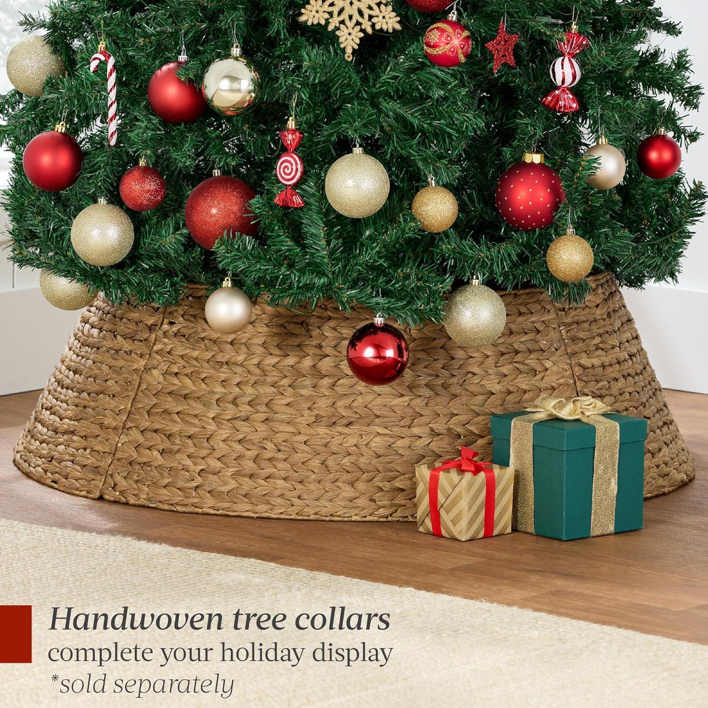 Artificial Christmas Tree, 6ft Premium Unlit Hinged Design, Dense Branches Realistic Holiday Décor w/Easy Assembly, Base