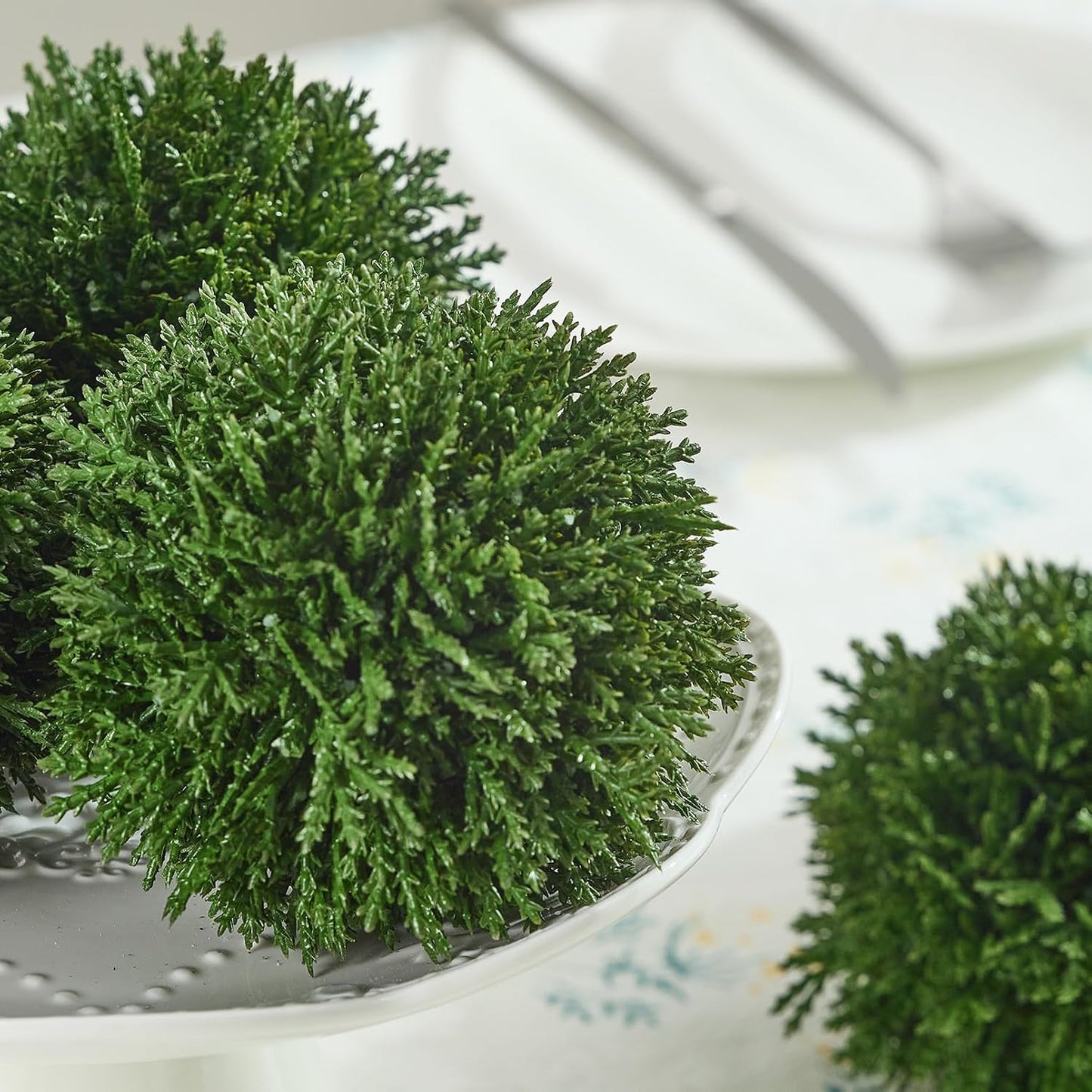 4 Inch Decorative Balls, Real Touch Cedar Topiary Ball Faux Greenery Boxwood Balls for Centerpiece Bowls Farmhouse Home Decor 3 Pcs