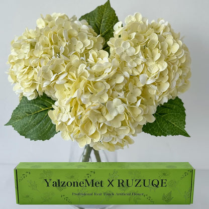 3 PCS White Hydrangea Artificial Flowers 21 inchs Real Touch Faux Hydrangea Flowers for Wedding Tables Centerpieces Fake Flowers for Party Home Kitchen Decor