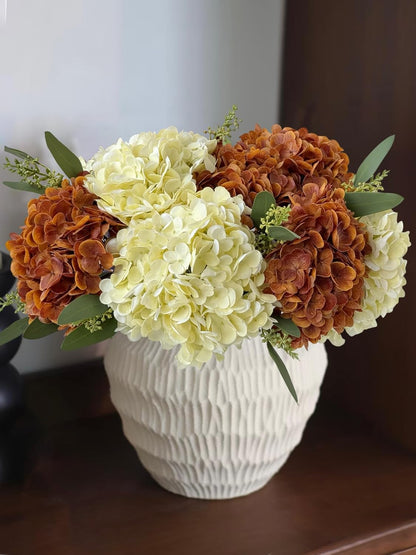3 PCS White Hydrangea Artificial Flowers 21 inchs Real Touch Faux Hydrangea Flowers for Wedding Tables Centerpieces Fake Flowers for Party Home Kitchen Decor