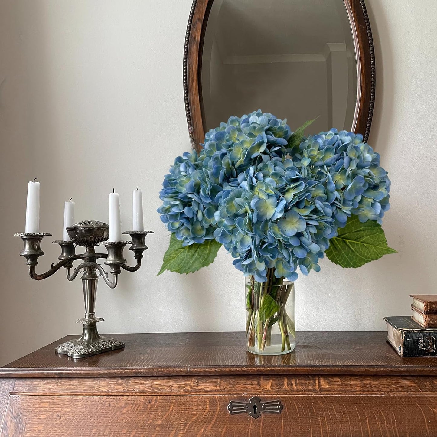 3 PCS White Hydrangea Artificial Flowers 21 inchs Real Touch Faux Hydrangea Flowers for Wedding Tables Centerpieces Fake Flowers for Party Home Kitchen Decor