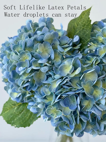 3 PCS White Hydrangea Artificial Flowers 21 inchs Real Touch Faux Hydrangea Flowers for Wedding Tables Centerpieces Fake Flowers for Party Home Kitchen Decor