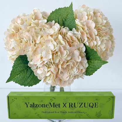 3 PCS White Hydrangea Artificial Flowers 21 inchs Real Touch Faux Hydrangea Flowers for Wedding Tables Centerpieces Fake Flowers for Party Home Kitchen Decor