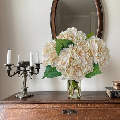 3 PCS White Hydrangea Artificial Flowers 21 inchs Real Touch Faux Hydrangea Flowers for Wedding Tables Centerpieces Fake Flowers for Party Home Kitchen Decor