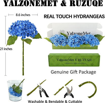3 PCS White Hydrangea Artificial Flowers 21 inchs Real Touch Faux Hydrangea Flowers for Wedding Tables Centerpieces Fake Flowers for Party Home Kitchen Decor