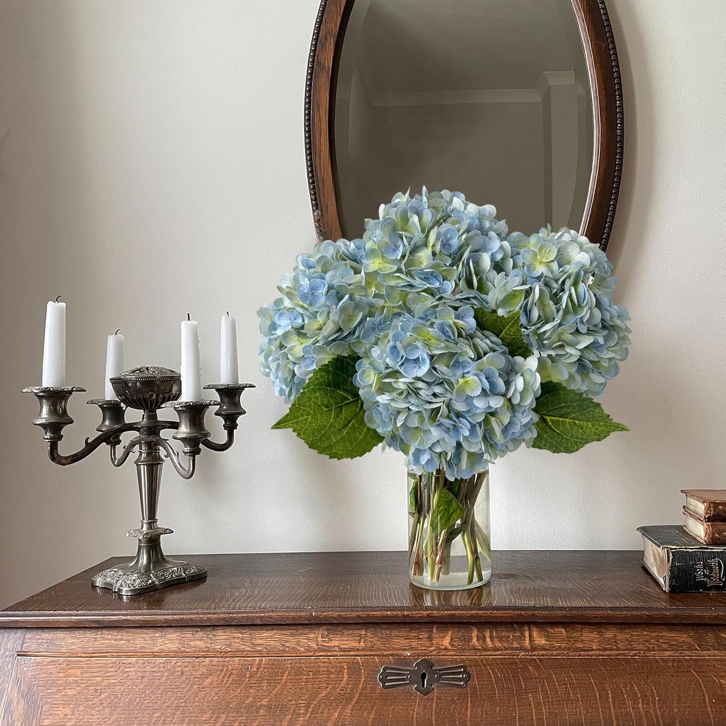 3 PCS White Hydrangea Artificial Flowers 21 inchs Real Touch Faux Hydrangea Flowers for Wedding Tables Centerpieces Fake Flowers for Party Home Kitchen Decor