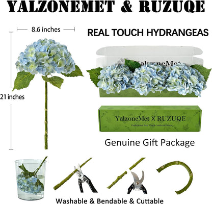 3 PCS White Hydrangea Artificial Flowers 21 inchs Real Touch Faux Hydrangea Flowers for Wedding Tables Centerpieces Fake Flowers for Party Home Kitchen Decor
