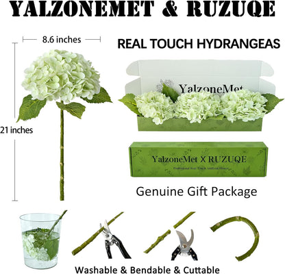 3 PCS White Hydrangea Artificial Flowers 21 inchs Real Touch Faux Hydrangea Flowers for Wedding Tables Centerpieces Fake Flowers for Party Home Kitchen Decor