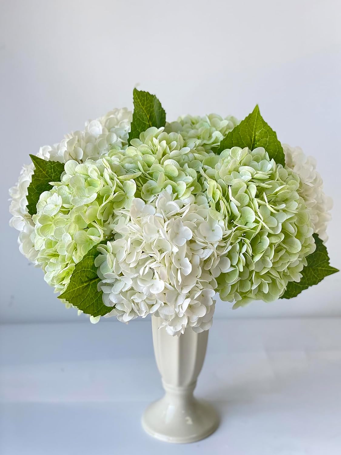 3 PCS White Hydrangea Artificial Flowers 21 inchs Real Touch Faux Hydrangea Flowers for Wedding Tables Centerpieces Fake Flowers for Party Home Kitchen Decor