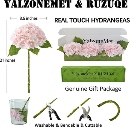 3 PCS White Hydrangea Artificial Flowers 21 inchs Real Touch Faux Hydrangea Flowers for Wedding Tables Centerpieces Fake Flowers for Party Home Kitchen Decor