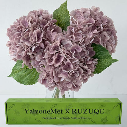 3 PCS White Hydrangea Artificial Flowers 21 inchs Real Touch Faux Hydrangea Flowers for Wedding Tables Centerpieces Fake Flowers for Party Home Kitchen Decor