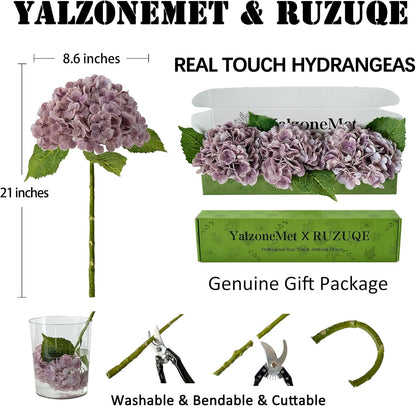3 PCS White Hydrangea Artificial Flowers 21 inchs Real Touch Faux Hydrangea Flowers for Wedding Tables Centerpieces Fake Flowers for Party Home Kitchen Decor