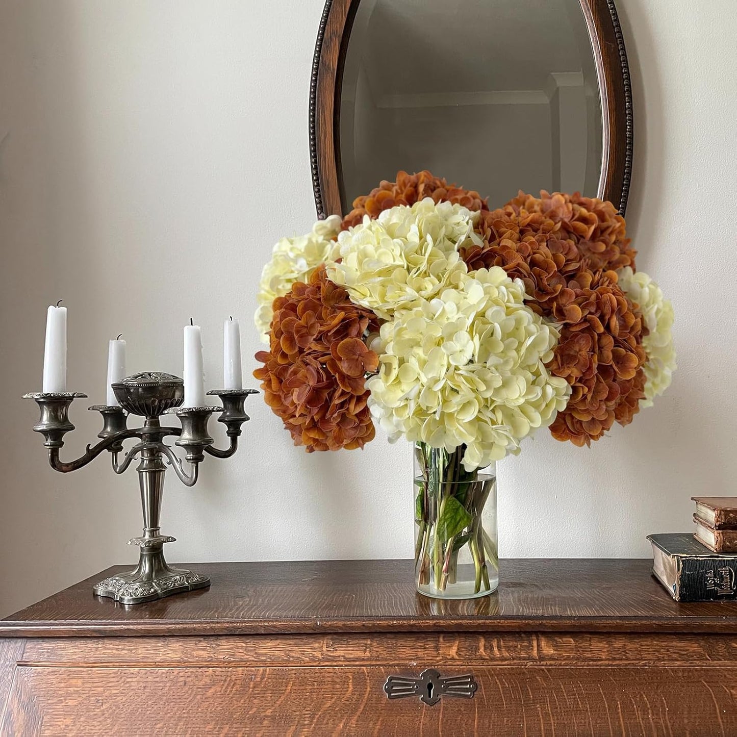 3 PCS White Hydrangea Artificial Flowers 21 inchs Real Touch Faux Hydrangea Flowers for Wedding Tables Centerpieces Fake Flowers for Party Home Kitchen Decor