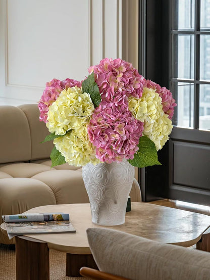 3 PCS White Hydrangea Artificial Flowers 21 inchs Real Touch Faux Hydrangea Flowers for Wedding Tables Centerpieces Fake Flowers for Party Home Kitchen Decor