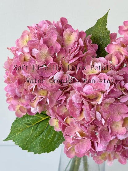 3 PCS White Hydrangea Artificial Flowers 21 inchs Real Touch Faux Hydrangea Flowers for Wedding Tables Centerpieces Fake Flowers for Party Home Kitchen Decor