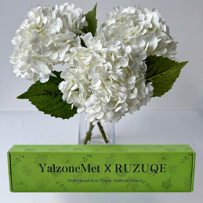 3 PCS White Hydrangea Artificial Flowers 21 inchs Real Touch Faux Hydrangea Flowers for Wedding Tables Centerpieces Fake Flowers for Party Home Kitchen Decor
