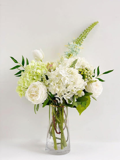 3 PCS White Hydrangea Artificial Flowers 21 inchs Real Touch Faux Hydrangea Flowers for Wedding Tables Centerpieces Fake Flowers for Party Home Kitchen Decor