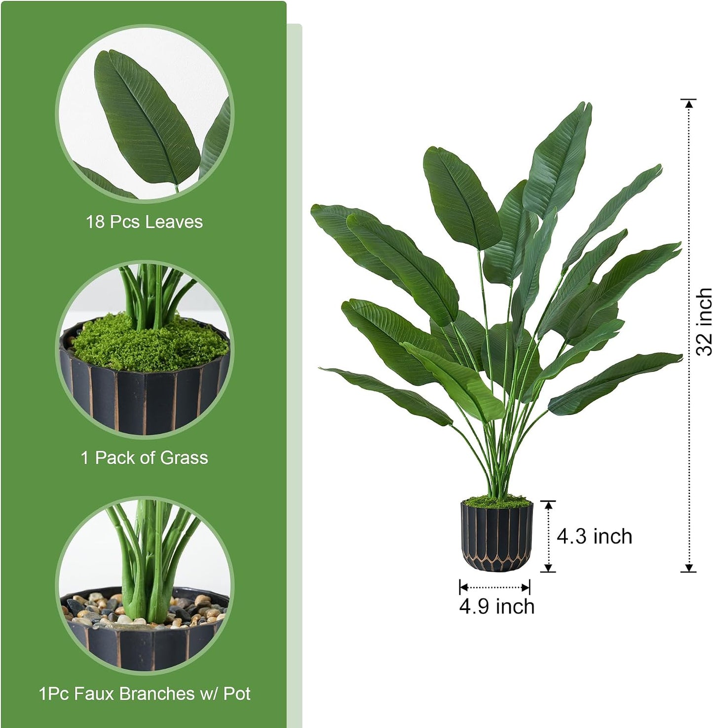 28" Fake Plants Artificial Monstera Plant Tall Faux Plants | Indoor Outdoor Tree, Fade-Resistant, Zero Maintenance, Premium Durable for Living Room Bedroom Home House Decoration