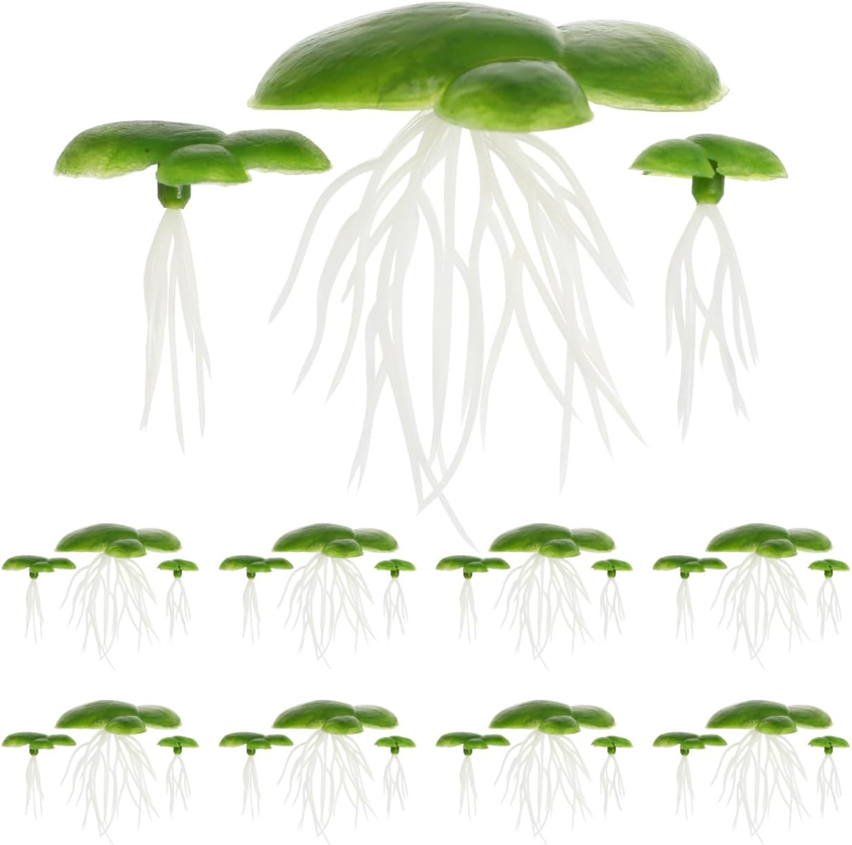 Artificial Duckweed Plant Decor 36 Pcs Floating Aquarium Plants for Fish Tank Plastic Duckweed Ornament for Aquarium Terrarium Decor Reptile Hide Water Plant Shade
