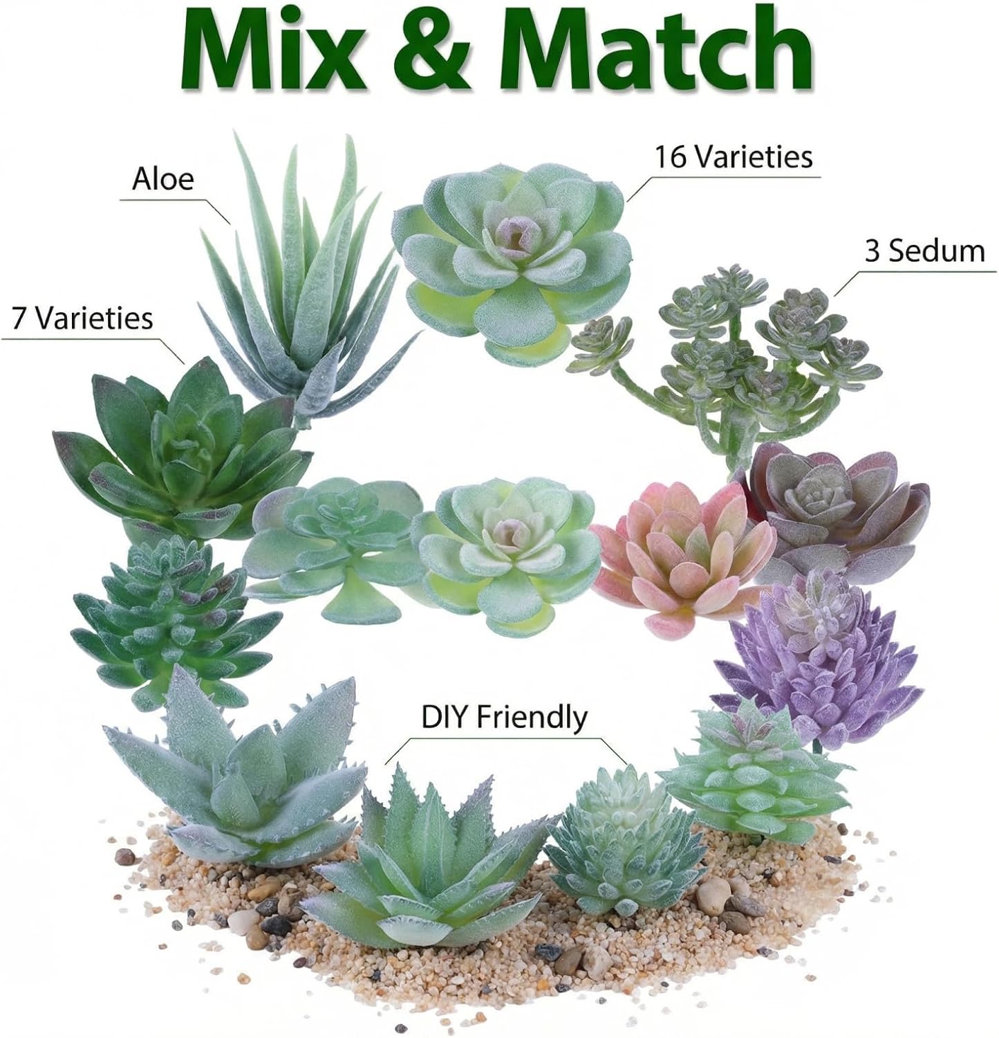 18 Pcs Artificial Succulents, Realistic Succulent Plants,Unpotted Faux Succulent for DIY Crafting Floral Wall Garden Arrangement Home Office Decoration