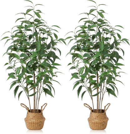 5Ft Artificial Eucalyptus Plant with Basket & Silk Leaves | Faux Plants Indoor,Floor Plant for Home Décor Office Living Room,Housewarming
